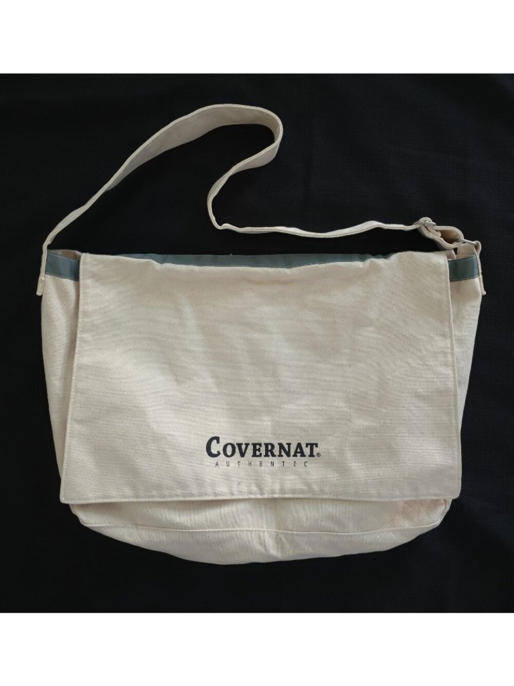 Covernat Authentic Logo Beige Canvas Messenger Bag Adjustable Strap - Picture 1 of 6